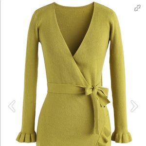 Chicwish Frilly Wrapped Stretchy Knit Dress
